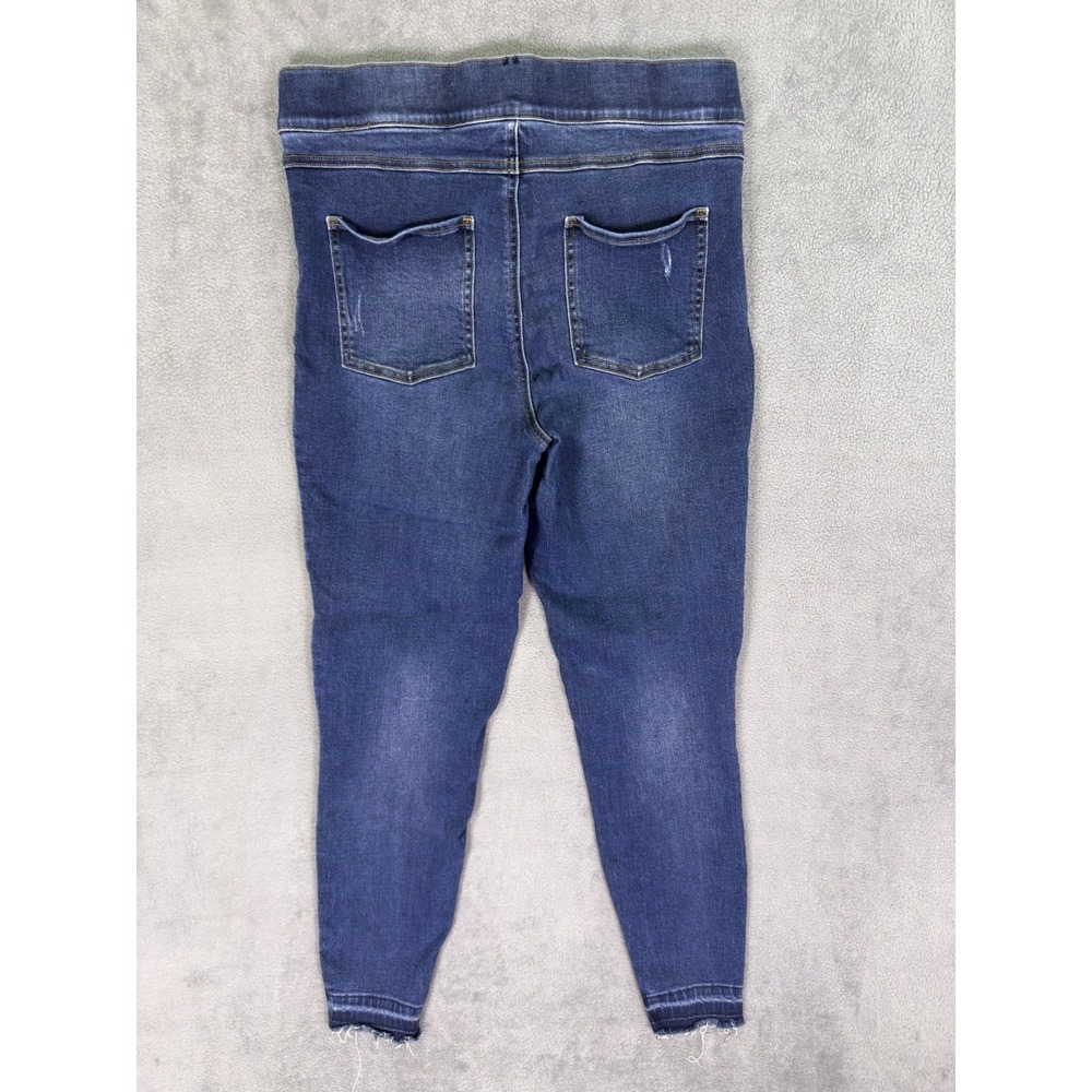 Spanx Jeans Womens Large Blue Dark Wash High Rise Skinny Pull On Slim Stretch - Picture 2 of 9